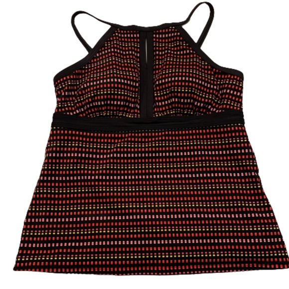 Lands End tankini swim suit top, black/pinks, 8 - Picture 1 of 8